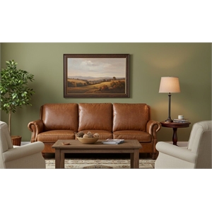 Crafters and Weavers English Rolled Arm Sofa in Light Brown Leather