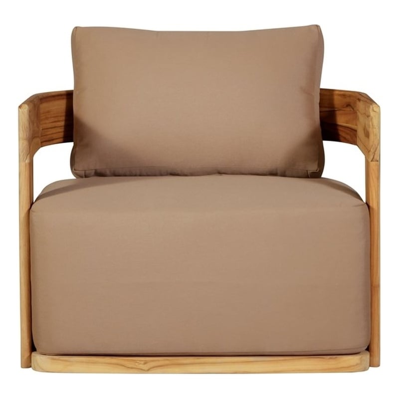 Crafters and Weavers Eclipse Outdoor Solid Teak Wood Revolving Chair in Brown