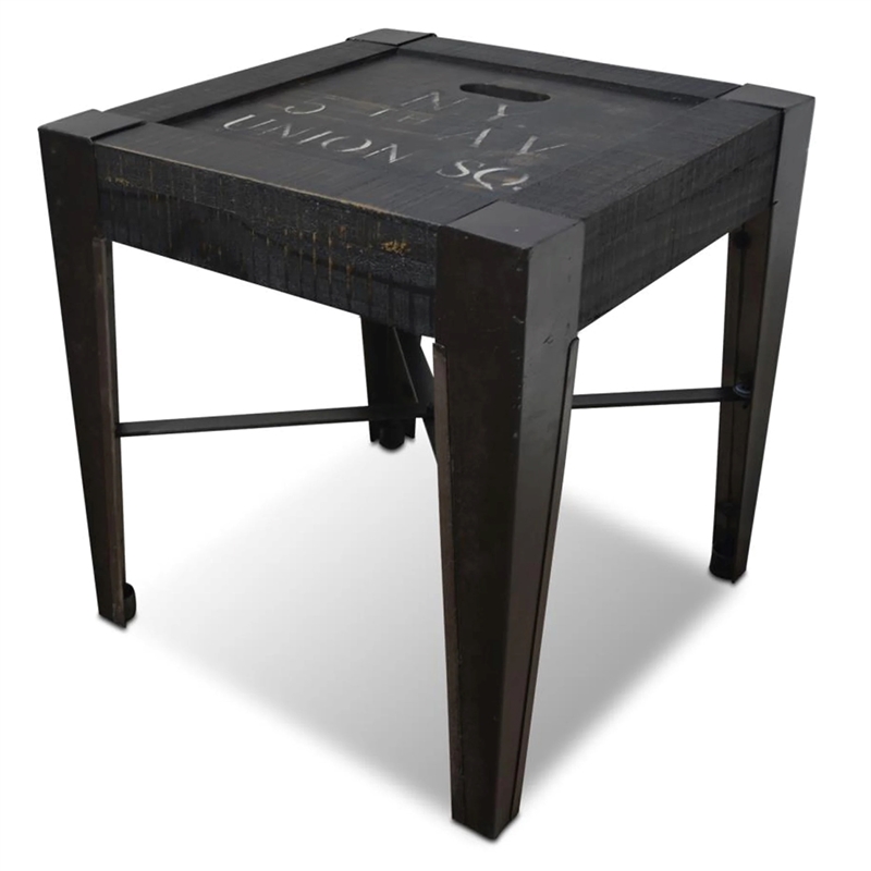 Crafters and Weavers City Cross Bar End Table in New York Black