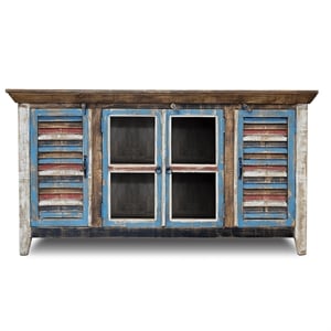Crafters and Weavers 65&quot La Boca Shutter Door TV Stand in Multi Color