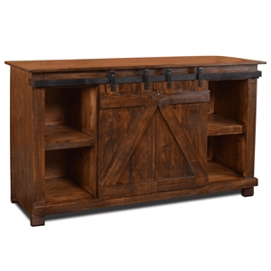 Crafters and Weavers Westgate 60&quot Sliding Barn Door TV Stand in Dark Brown