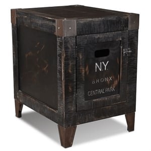 Crafters and Weavers City 1 Door End Table - New York in Black