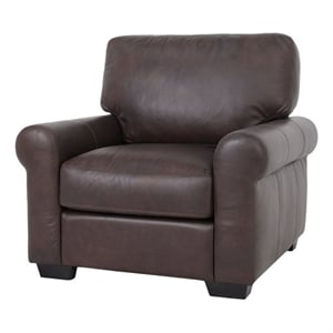 Crafters and Weavers Florentine Leather Arm Chair Tan in Dark Brown