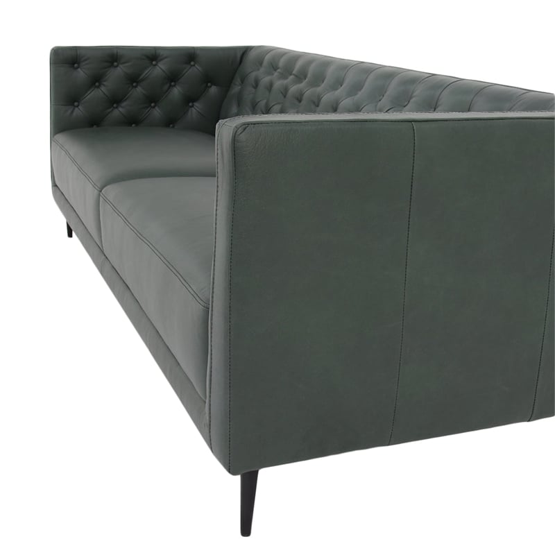 Crafters and Weavers Lucius Top Grain Leather Sofa in Green