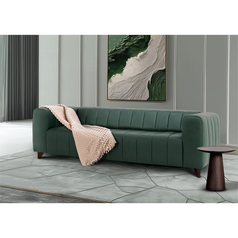 Crafters and Weavers Octavia Top Grain Leather Sofa in Green