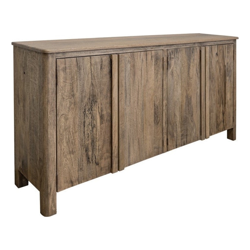 Crafters and Weavers Lotus Rustic Modern 4 Door Multi Purpose Console in Brown