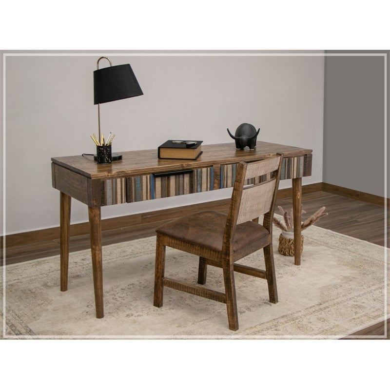 Crafters and Weavers Giza Solid Wood Writing Desk with 2 Drawers in Multi-Color