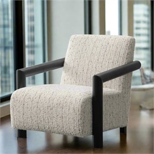 Crafters and Weavers Nora Collection Mid-Century Modern Arm Chair - Ivory/White
