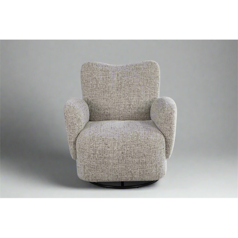 Crafters and Weavers Atlas Modern Fabric Swivel Arm Chair in White