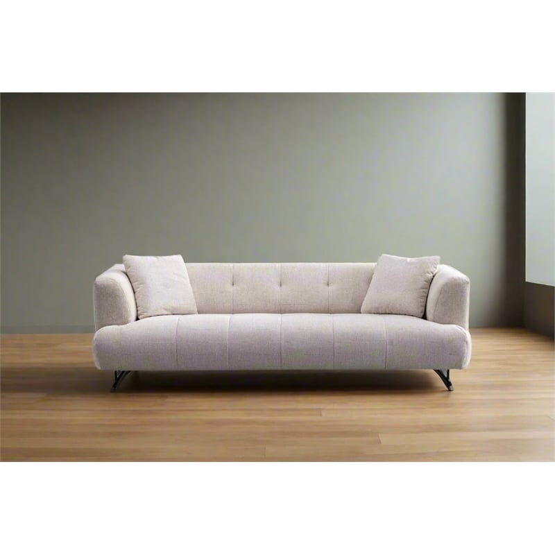 Crafters and Weavers Arden Collection Modern Fabric 3-Seater Sofa in White