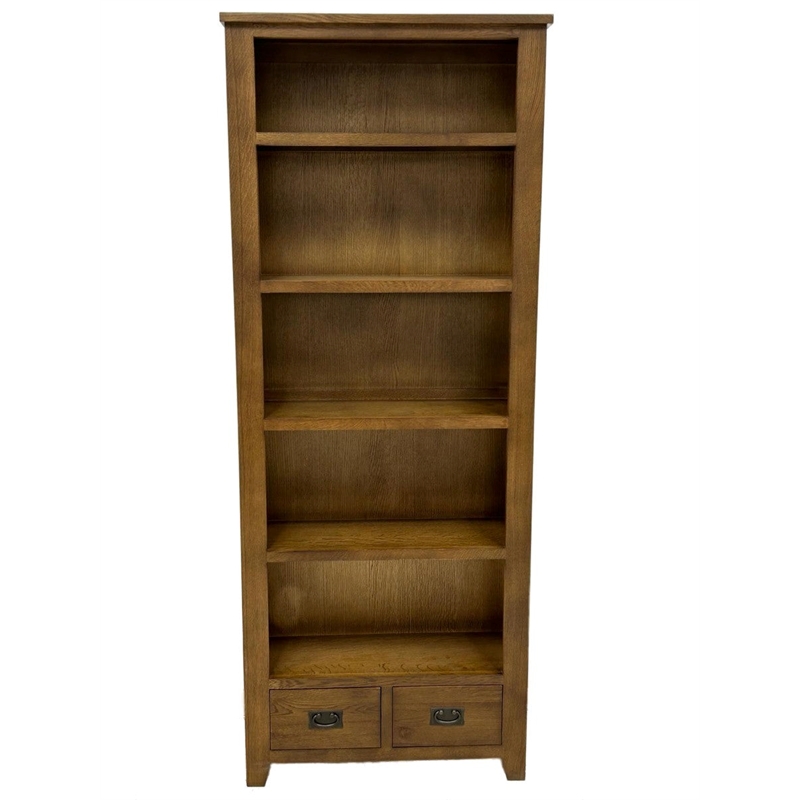 Crafters and Weavers Mission Quarter Sawn Oak Open Shelf Bookcase in Walnut