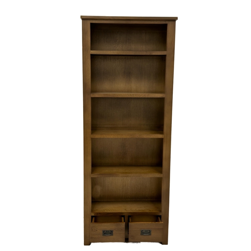 Crafters and Weavers Mission Quarter Sawn Oak Open Shelf Bookcase in Walnut