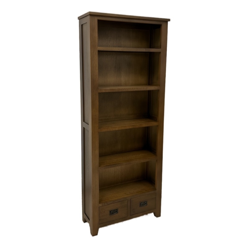 Crafters and Weavers Mission Quarter Sawn Oak Open Shelf Bookcase in Walnut