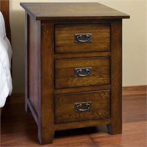 Crafters and Weavers Mission Quarter Sawn Oak 3-Drawer Nightstand in Walnut