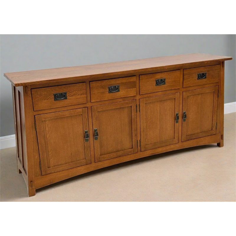 Crafters and Weavers Mission 4 Door 4 Drawer Oak Sideboard - Cherry