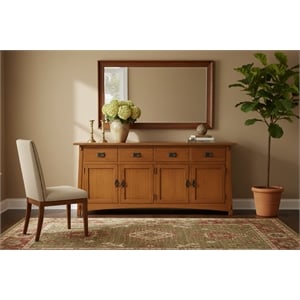 Crafters and Weavers Mission 4 Door 4 Drawer Oak Sideboard - Cherry