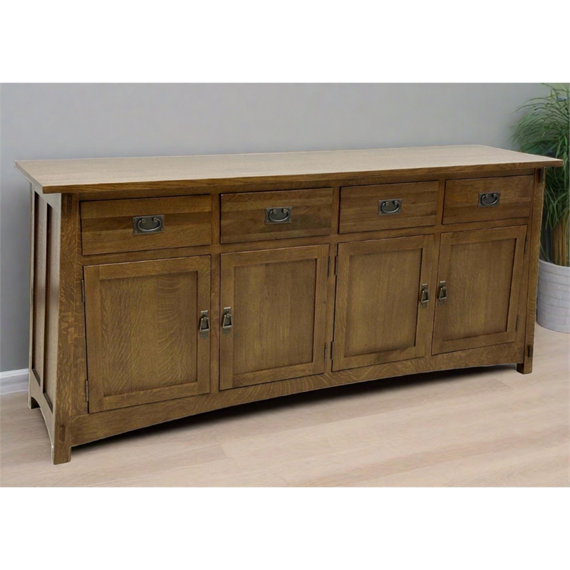 Crafters and Weavers Mission 4 Door 4 Drawer Oak Sideboard - Walnut