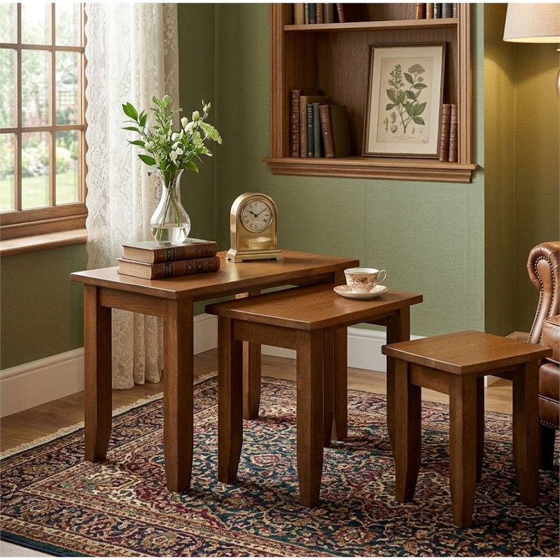 Crafters and Weavers Mission Oak Nesting Tables Set of 3 in Cherry