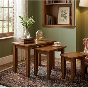 Crafters and Weavers Mission Oak Nesting Tables Set of 3 in Cherry
