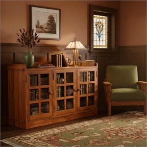 Crafters and Weavers Mission Oak 3 Door Console in Michael's Cherry