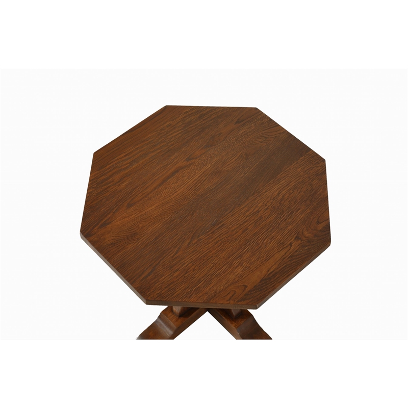 Crafters and Weavers Mission Solid Oak Mouse Detail End Table in Cherry