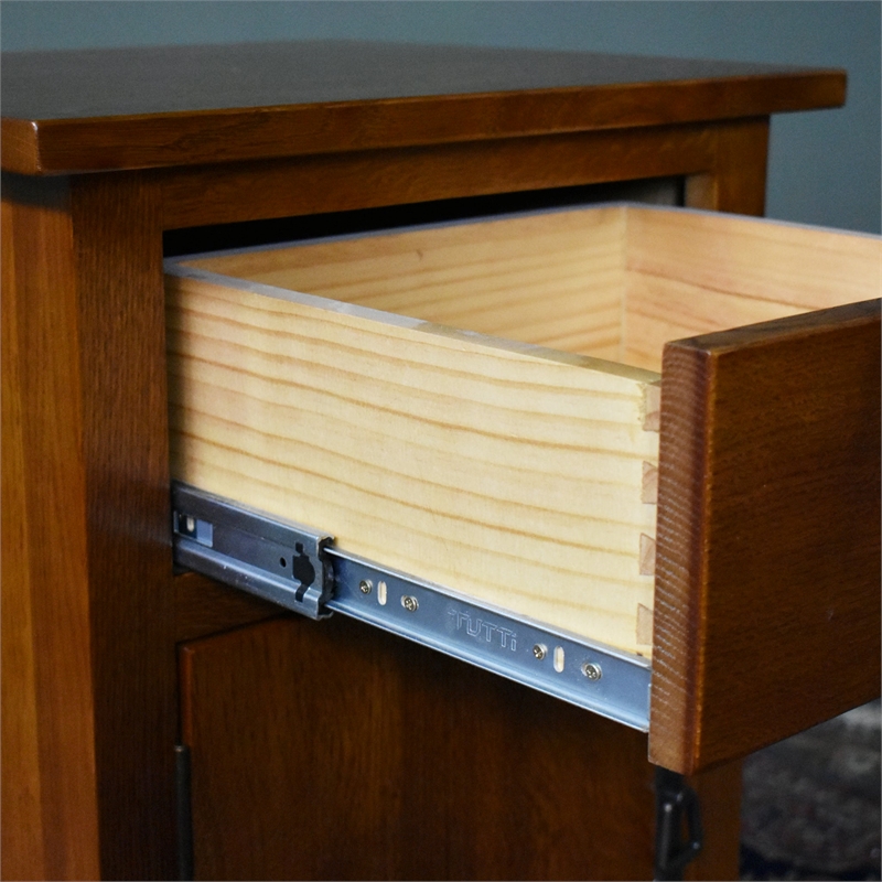 Crafters and Weavers Mission Quarter Sawn Oak 1 Door/Drawer Nightstand in Cherry