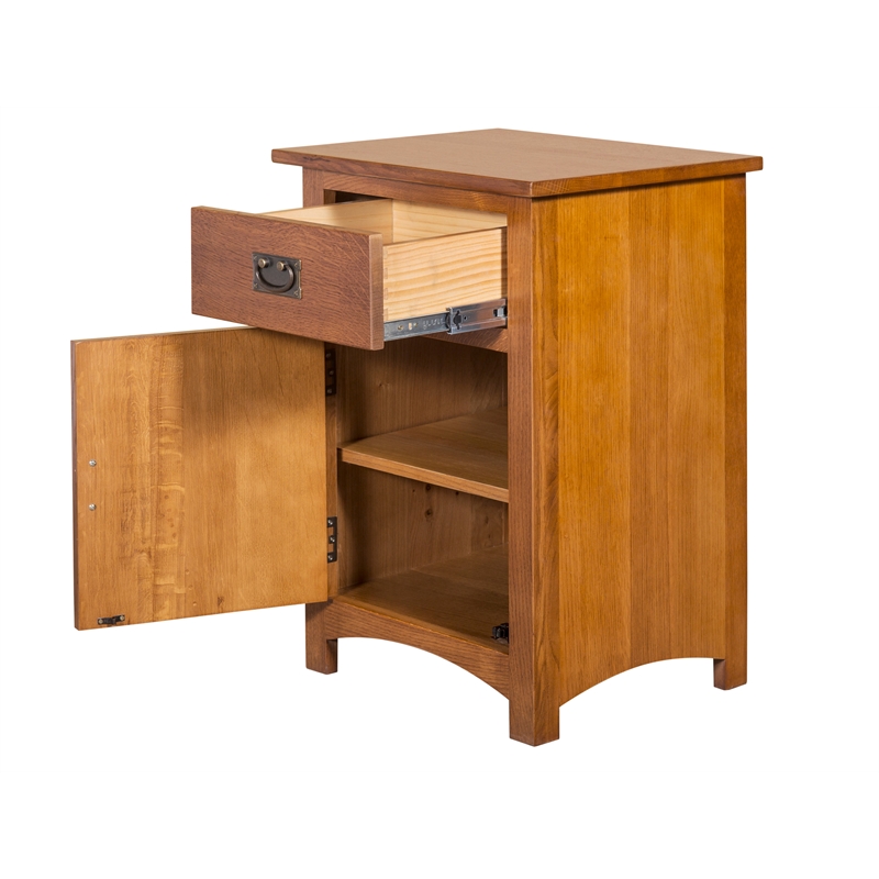 Crafters and Weavers Mission Quarter Sawn Oak 1 Door/Drawer Nightstand in Cherry