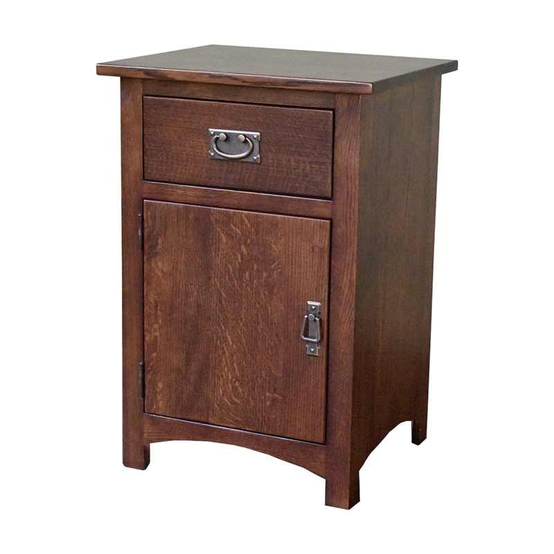 Crafters and Weavers Mission Quarter Sawn Oak 1 Door Drawer Nightstand in Walnut