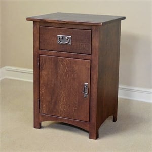 Crafters and Weavers Mission Quarter Sawn Oak 1 Door Drawer Nightstand in Walnut