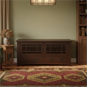 Crafters and Weavers 60&quot Mission Quarter Sawn Oak TV Stand in Walnut