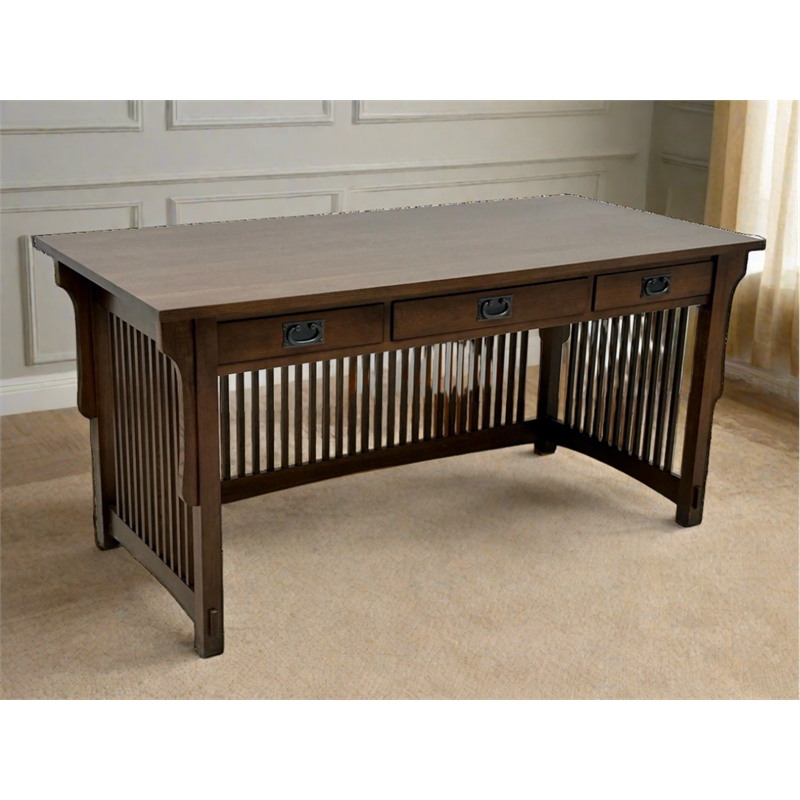 Crafters and Weavers Mission Crofter 3 Drawer Library Desk in Walnut