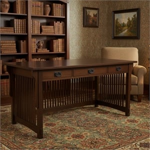 Crafters and Weavers Mission Crofter 3 Drawer Library Desk in Walnut