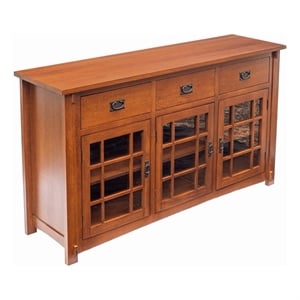 Crafters and Weavers 65&quot Craftsman Mission Solid Oak Sideboard in Walnut Stain