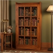 Crafters and Weavers Mission Leaded Glass Bookcase with Lock & Key in Cherry