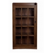Crafters and Weavers Mission Leaded Glass Bookcase with Lock & Key in Walnut