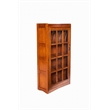 Crafters and Weavers Mission Leaded Glass Bookcase with Lock & Key in Walnut