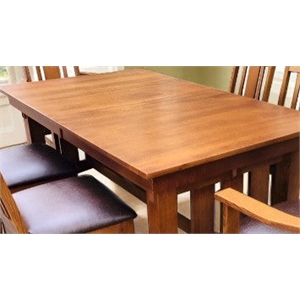 Crafters and Weavers Mission Quarter Sawn Oak Dining Table in Walnut