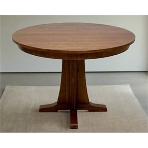 Crafters and Weavers 42&quot Mission Quarter Sawn Oak Round Dining Table in Walnut