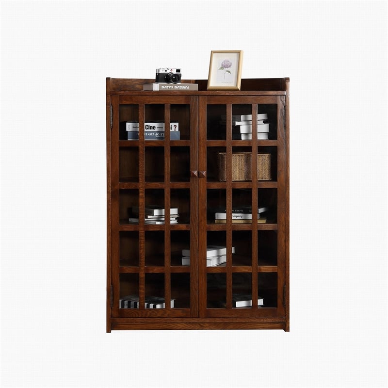 Crafters and Weavers Mission Oak Corner Bookcase / Cabinet in Walnut