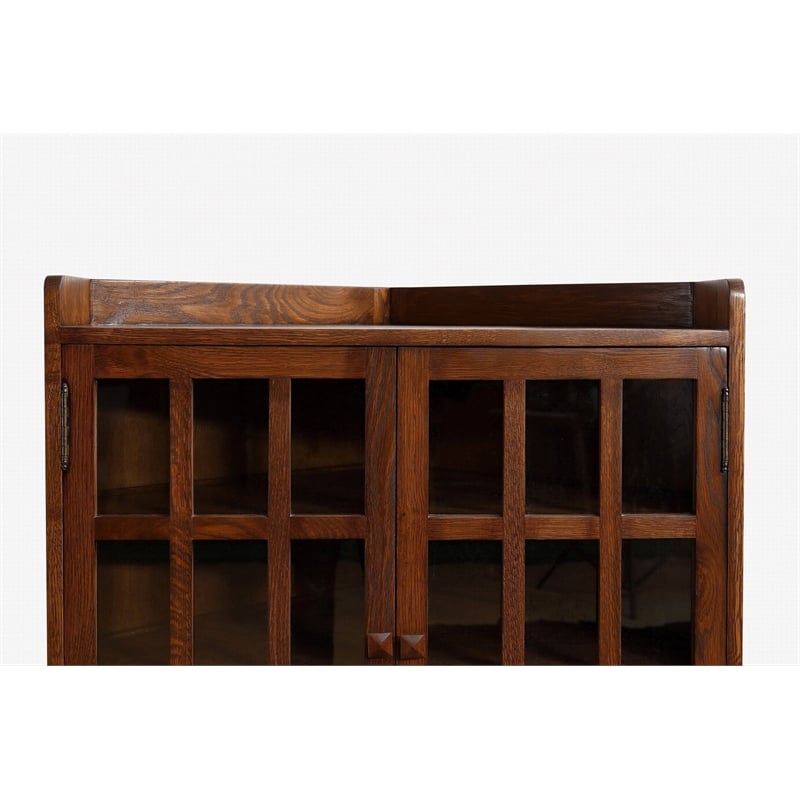 Crafters and Weavers Mission Oak Corner Bookcase / Cabinet in Walnut