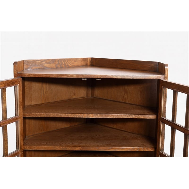 Crafters and Weavers Mission Oak Corner Bookcase / Cabinet in Walnut