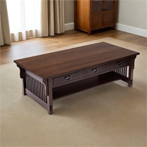 Crafters and Weavers Mission Crofter Style 6 Drawer Coffee Table in Walnut