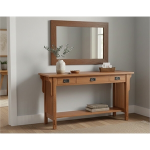 Crafters and Weavers Mission 3 Drawer Crofter Style Console Table in Cherry