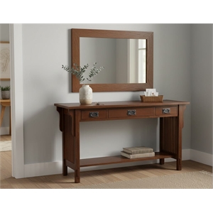 Crafters and Weavers Mission 3 Drawer Crofter Style Console Table in Walnut