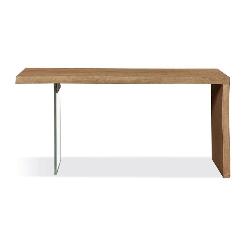 Crafters and Weavers Seaboune Live-Edge Oak & Glass Console Table - Bisque/Brown