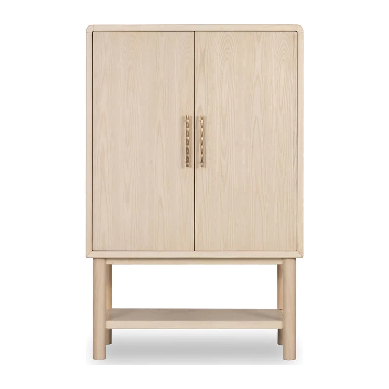 Crafters and Weavers Vincrest Ash Wood Bar Cabinet in White