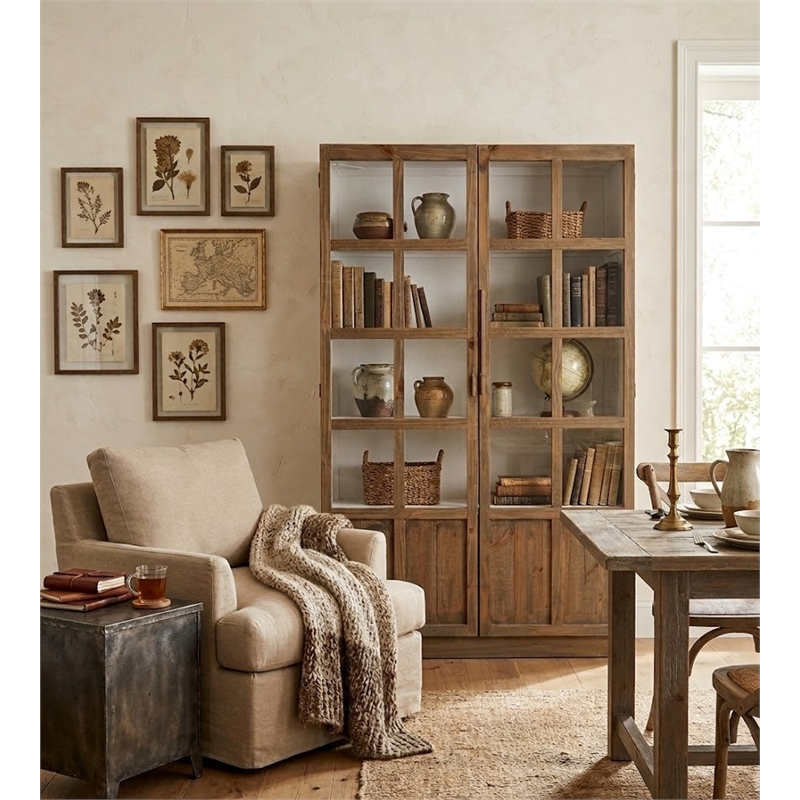 Crafters and Weavers Rustic Modern Farmhouse Modular Cabinet in Pine Wood