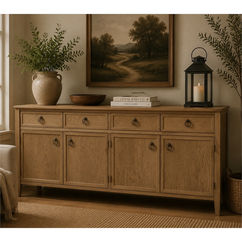 Crafters and Weavers Rustic-Modern Distressed Sideboard Cabinet in Black