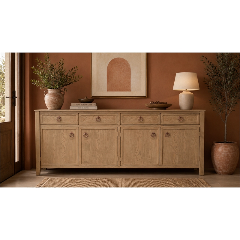 Crafters and Weavers Rustic-Modern Distressed Sideboard Cabinet in Black