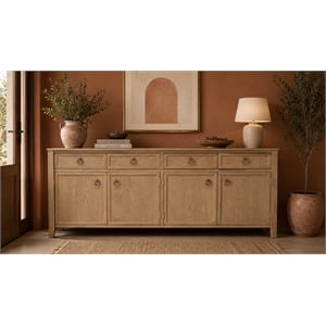 Crafters and Weavers Rustic-Modern Distressed Sideboard Cabinet in Black